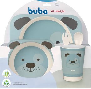 Kit Refeição Azul Bambu Cachorrinho Buba