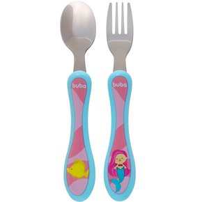 Kit Talheres Aventuras Colher E Garfo Sereia Buba