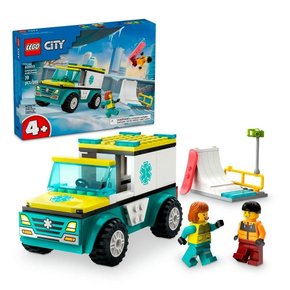 Lego City Ambulância De Emergência E Snowboarder 79 Peças