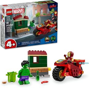 Lego Marvel Homem De Ferro Com Motocicleta e o Hulk 68 Peças