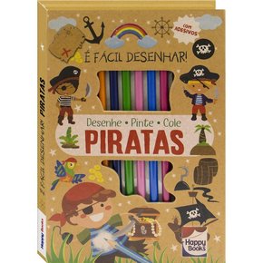 Livro Kit É Fácil Desenhar Piratas Happy Books