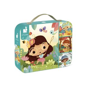 Maleta Quebra Cabeça Progressivo 4 Estações 4-9-12-16 Peças Janod