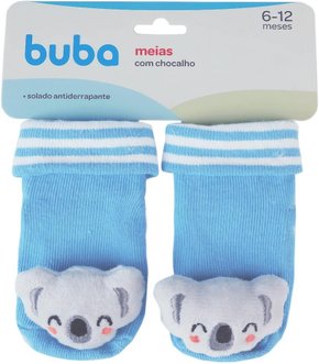 Meias Antiderrapante Com Chocalho Azul Coala Buba