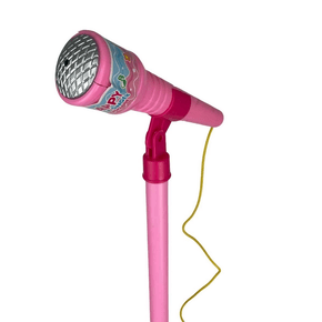 Microfone Com Pedestal Luz E Som Rosa Fenix