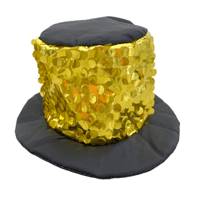 Mini Chapéu Cartolinha Paetês Dourado Badulake