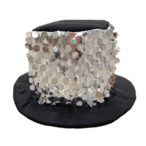 Mini Chapéu Cartolinha Paetês Prata Badulake