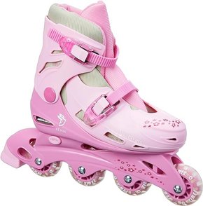 Patins 4 Rodas Ajustável In Line Rosa com Acessórios Fenix 34-37