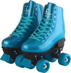 Patins Roller Skate 4 Rodas Azul Com Glitter Ajustável 31-34 Fenix