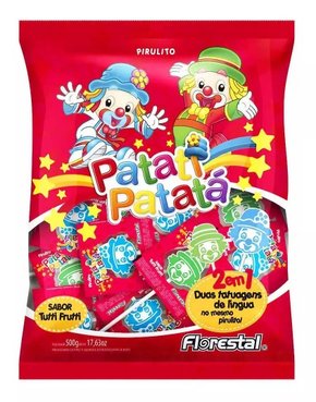 Pirulito Patati Patata Tutti Frutti C/50 Unidades 500g Florestal