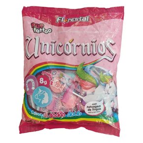 Pirulito Pop Tattoo Unicórnios 400g Florestal