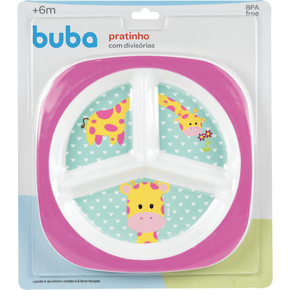 Prato com Divisória Animal Fun Girafinha Rosa Buba