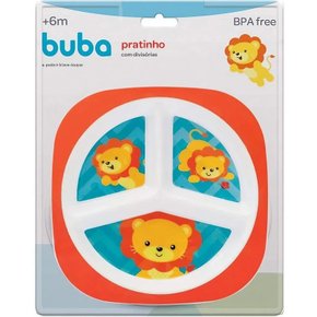 Prato com Divisória Animal Fun Leão Laranja Buba