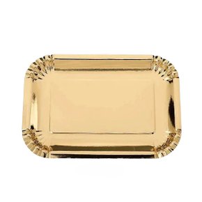 Prato De Papel Retangular Dourado C/5 Unidades Silver Festas
