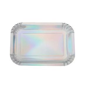 Prato De Papel Retangular Furtacor C/5 Unidades Silver Festas