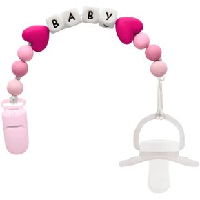 Prendedor De Chupeta Em Silicone Baby Rosa Buba