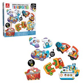 Quebra-Cabeça Dupla Face Transportes Brincadeira de Criança