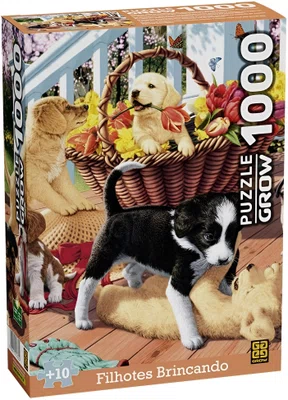 Quebra-Cabeça Filhotes Brincando 1000 Peças Grow