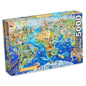 Quebra Cabeça Mapa Múndi Turístico 5000 Peças Grow