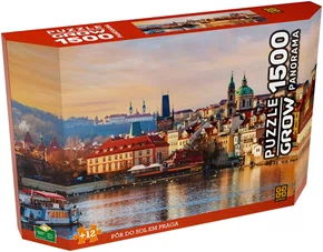 Quebra-Cabeça Panorama Pôr do Sol em Praga 1500 Peças