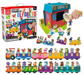 Quebra-Cabeça Trenzinho do Alfabeto Montessori Brincadeira de Criança