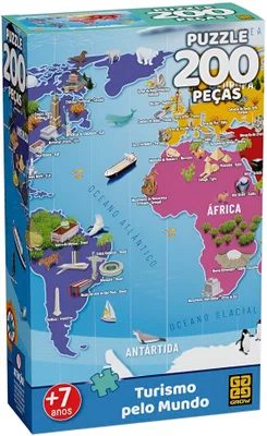 Quebra-Cabeça Turismo pelo Mundo 200 Peças Grow