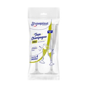 Taça Champagne Strawplast Cristal C/4 Unidades