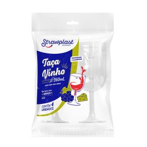 Taça Vinho Cristal Strawplast C/4 Unidades