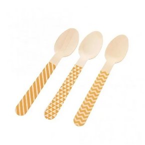 Talher De Madeira Colher Ouro C/10 Unidades Silver Festas