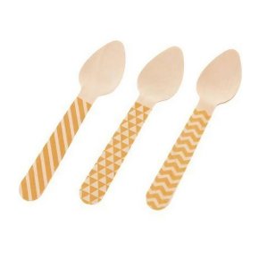 Talher De Madeira Colher Sobremesa Ouro C/10 Unidades Silver Festas