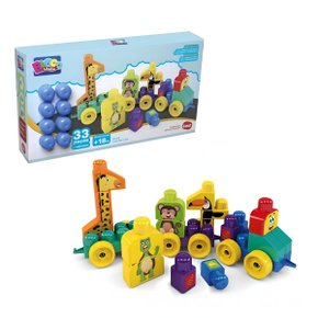 Trem Puxa Zoo Blocolância 33 Peças Dismat