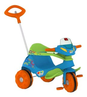 Triciclo Azul Motoca VeloBaby com Pedal