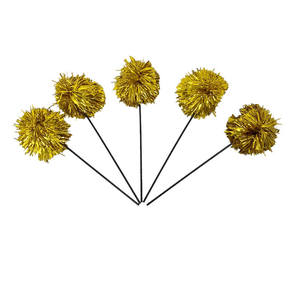 Varetas Pompom Metalizado Dourado C/5 Unidades Badulake