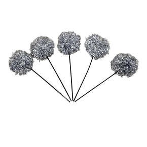 Varetas Pompom Metalizado Prata C/5 Unidades Badulake