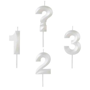 Vela Design Perolizada Branca Interrogação Silver Festas