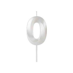 Vela Design Perolizada Branca Número 0 Silver Festas