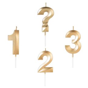 Vela Design Perolizada Dourada Interrogação Silver Festas