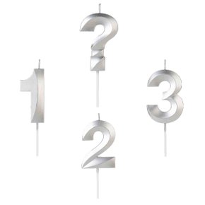 Vela Design Perolizada Prata Interrogação Silver Festas