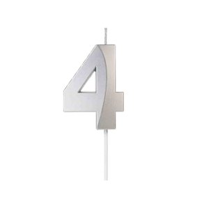 Vela Design Perolizada Prata Número 4 Silver Festas