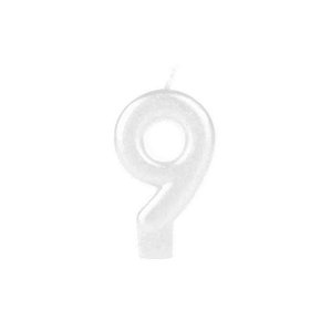 Vela Glitter Branca Pequena Número 9 Silver Festas