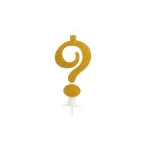 Vela Glitter Dourada Grande Interrogação Silver Festas