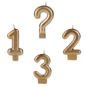 Vela Glitter Pequena Dourada Interrogação Silver Festas