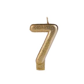 Vela Glitter Pequena Dourada Número 7 Silver Festas