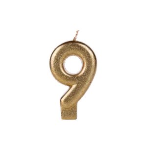 Vela Glitter Pequena Dourada Número 9 Silver Festas