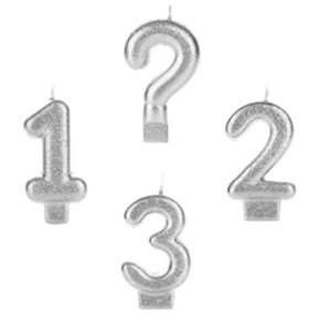Vela Glitter Pequena Prata Interrogação Silver Festas