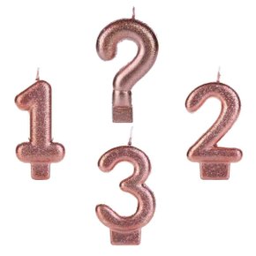 Vela Glitter Pequena Rosê Interrogação Silver Festas