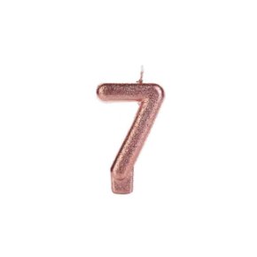 Vela Glitter Pequena Rosê Número 7 Silver Festas