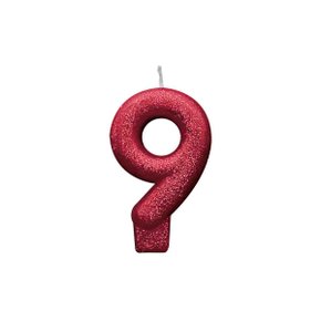 Vela Glitter Pequena Vermelha Número 9 Silver Festas