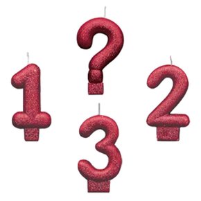 Vela Glitter Pequena Vermelha Interrogação Silver Festas