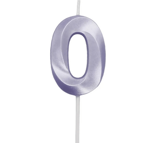 Vela Mini Design Lilás Candy Número 0 Silver Festas
