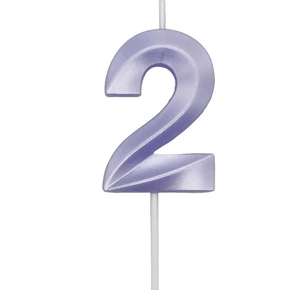 Vela Mini Design Lilás Candy Número 2 Silver Festas